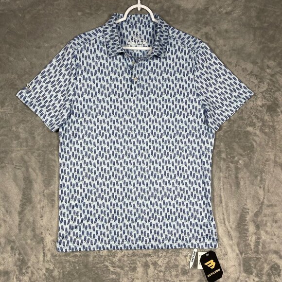 BURLEBO Other - Burlebo Bluebonnets Print Performance Polo Shirt Mens Medium  Lightweight NEW
